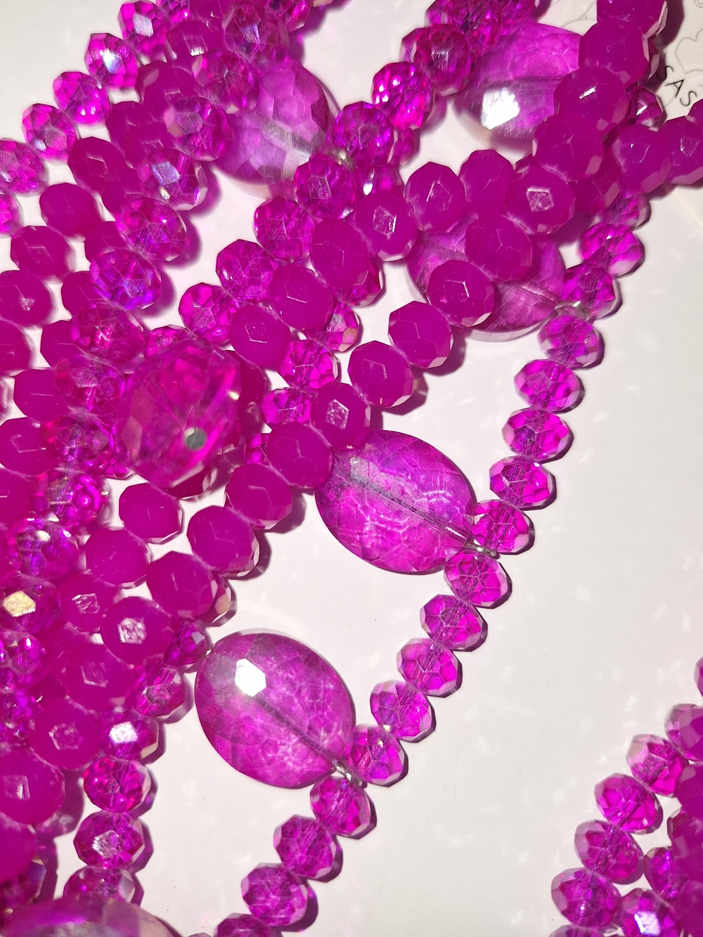 Malia Glass Sparkler - Multistrand Hot Pink Statement Necklace - Sassy Jones - Picture 4 of 5